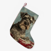 Schnauzer Hond Kerstfeest Kleine Kerstsok (Voorkant (Hangend))