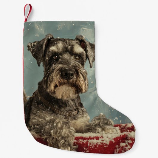 Schnauzer Hond Kerstfeest Kleine Kerstsok (Voorkant)