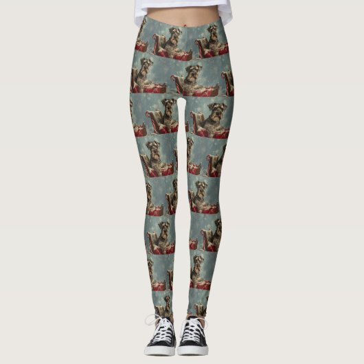 Schnauzer Hond Kerstfeest Leggings (Voorkant)