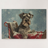 Schnauzer Hond Kerstfeest Legpuzzel (Horizontaal)