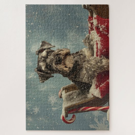 Schnauzer Hond Kerstfeest Legpuzzel (Verticaal)