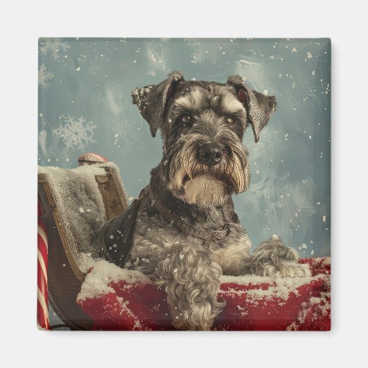 Schnauzer Hond Kerstfeest Magneet (Voorkant)