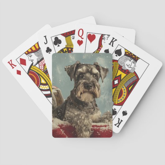 Schnauzer Hond Kerstfeest Pokerkaarten (Achterkant)