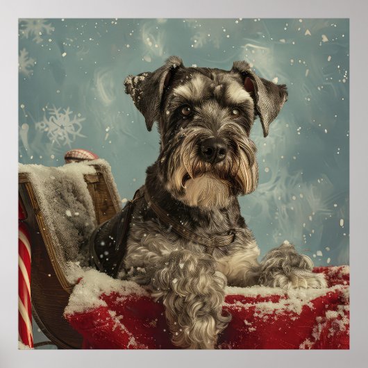 Schnauzer Hond Kerstfeest Poster (Voorkant)