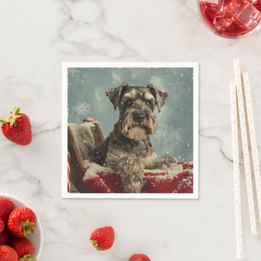 Schnauzer Hond Kerstfeest Servet (Insitu)