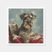 Schnauzer Hond Kerstfeest Servet (Voorkant)