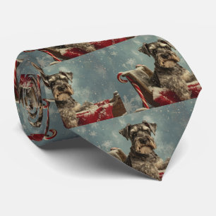 Schnauzer Hond Kerstfeest Stropdas