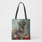 Schnauzer Hond Kerstfeest Tote Bag (Voorkant)