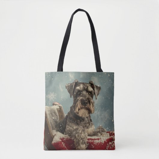 Schnauzer Hond Kerstfeest Tote Bag (Voorkant)