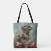 Schnauzer Hond Kerstfeest Tote Bag (Achterkant)