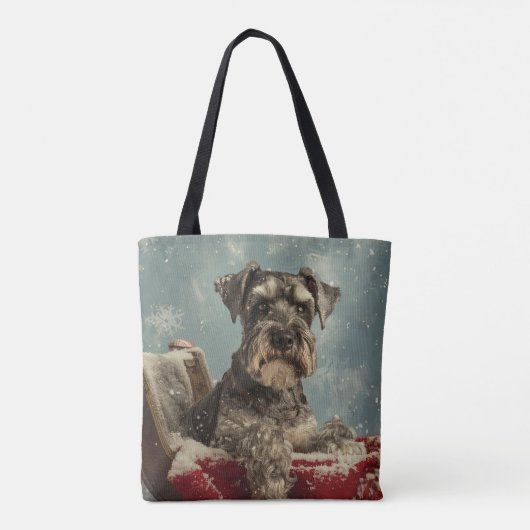 Schnauzer Hond Kerstfeest Tote Bag (Achterkant)