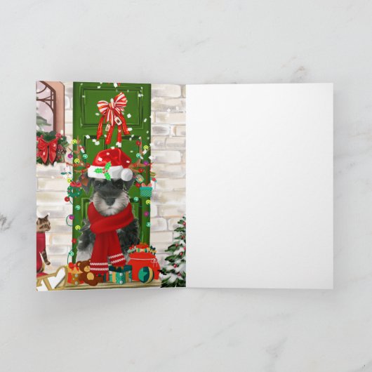 Schnauzer Hond Kerstmis  Kaart (Binnen)
