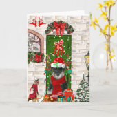 Schnauzer Hond Kerstmis  Kaart (Gele Bloem)
