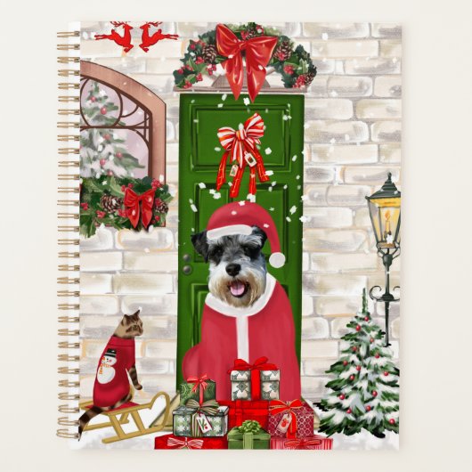Schnauzer Hond Kerstmis  Planner (Voorkant)