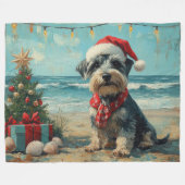 Schnauzer Hond Kerstmis Vintage Strand Fleece Deken (Voorkant (Horizontaal))
