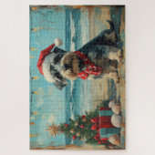Schnauzer Hond Kerstmis Vintage Strand Legpuzzel (Verticaal)