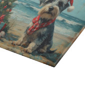 Schnauzer Hond Kerstmis Vintage Strand Snijplank (Hoek)