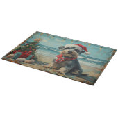 Schnauzer Hond Kerstmis Vintage Strand Snijplank (Hoek)