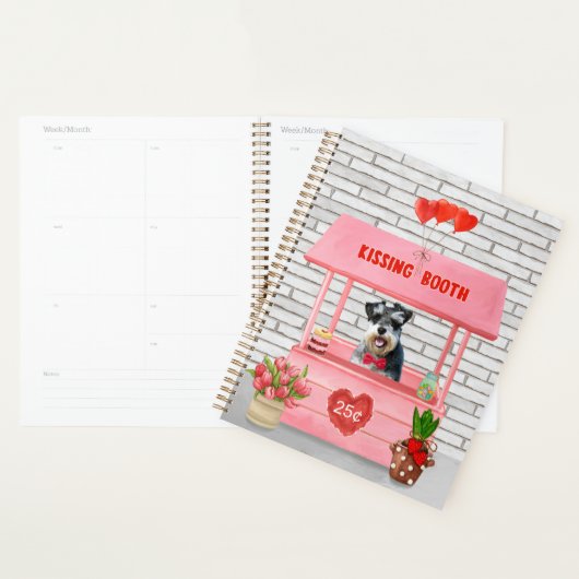 Schnauzer-hond kusstand op Valentijnsdag Planner (Display)