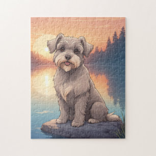 Schnauzer hond legpuzzel