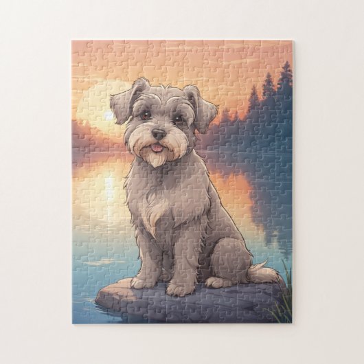 Schnauzer hond legpuzzel (Verticaal)