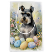 Schnauzer Hond met Paaseieren Vakantie Medium Cadeauzakje (Voorkant)