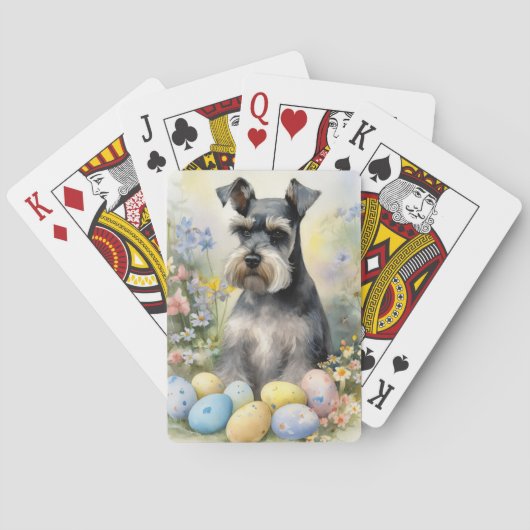 Schnauzer Hond met Paaseieren Vakantie Pokerkaarten (Achterkant)