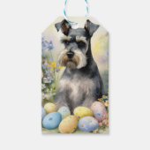 Schnauzer-hond met Pasen-eieren Vakantie Cadeaulabel (Voorkant)