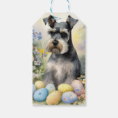 Schnauzer-hond met Pasen-eieren Vakantie Cadeaulabel (Achterkant)