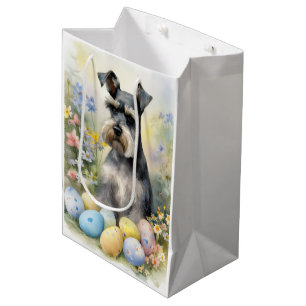 Schnauzer-hond met Pasen-eieren Vakantie  Medium Cadeauzakje
