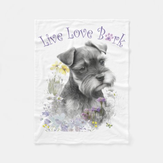 Schnauzer-hond Moeder Bloem Fleece Deken (Voorkant)