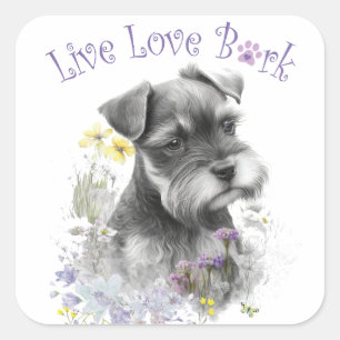 Schnauzer-hond Moeder Bloem Vierkante Sticker