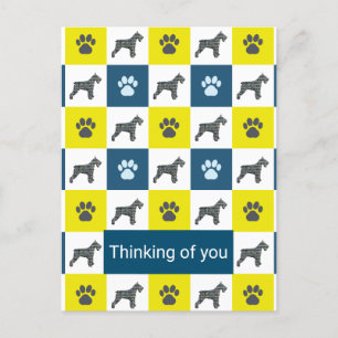Schnauzer Hond & Poot Geel & Blauw Denken aan U Briefkaart