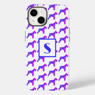 Schnauzer Hond Roze Silhouet Mono Wit Case-Mate iPhone 14 Hoesje