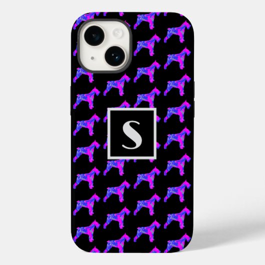 Schnauzer Hond Roze Silhouet Mono Zwart Case-Mate iPhone Case (Achterkant)