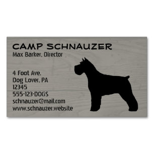 Schnauzer Hond Silhouet Faux Hout Stijl Magnetisch Visitekaartje