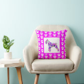 Schnauzer Hond Silhouet Poot Roze PY&B Kussen (Stoel)