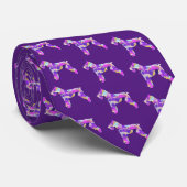 Schnauzer-hond Silhouette Paars PY&B Donkere Nek Stropdas (Opgerold)