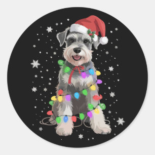 Schnauzer Honden Boom Kerstmis Kerstmis Huisdier D Ronde Sticker