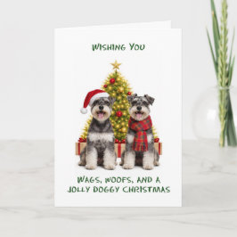 Schnauzer Honden Kerstmis Feestdagen Kaart