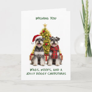 Schnauzer Honden Kerstmis Feestdagen Kaart