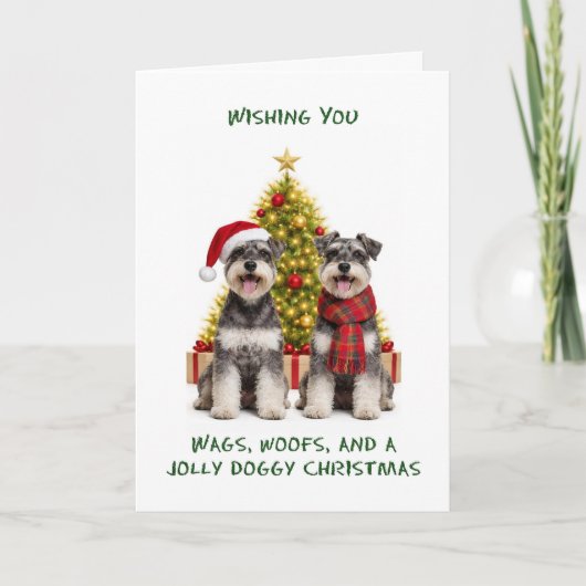Schnauzer Honden Kerstmis Feestdagen Kaart (Voorkant)