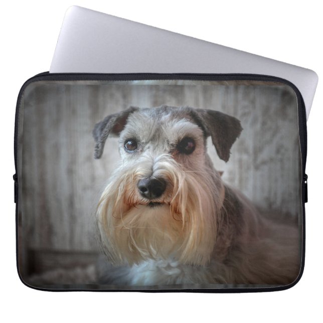 Schnauzer Hondengezicht Laptop Sleeve (Voorkant)