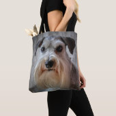 Schnauzer hondengezicht tote bag (Dichtbij)