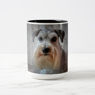 Schnauzer hondengezicht tweekleurige koffiemok