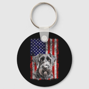 Schnauzer-hondenliefhebber Amerikaanse vlag 4 juli Sleutelhanger