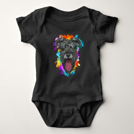 Schnauzer Hondenliefhebber Colorful Puppy Romper (Voorkant)