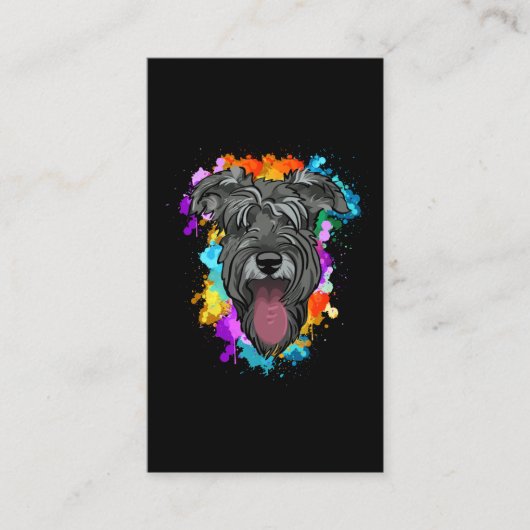 Schnauzer Hondenliefhebber Colorful Puppy Visitekaartje (Voorkant)