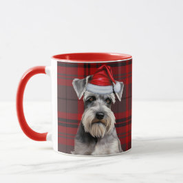 Schnauzer-hondenliefhebber Kerstmis Rood Geruit Mok