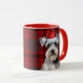 Schnauzer-hondenliefhebber Kerstmis Rood Geruit Mok (Voorkant rechts)